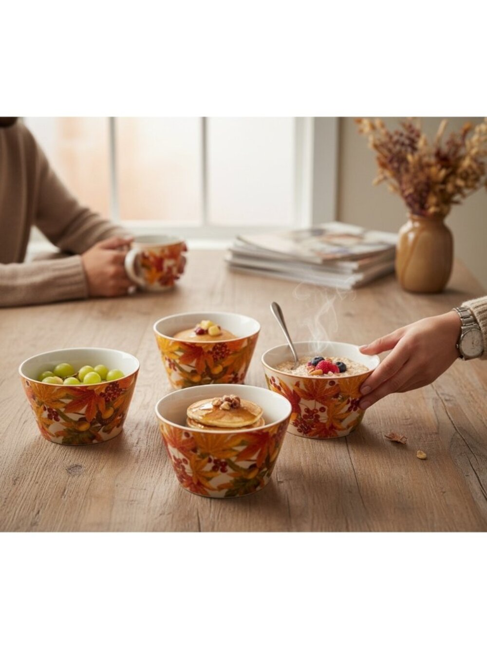 222 Fifth Autumn Celebration Ceramic Bowls Set of 4